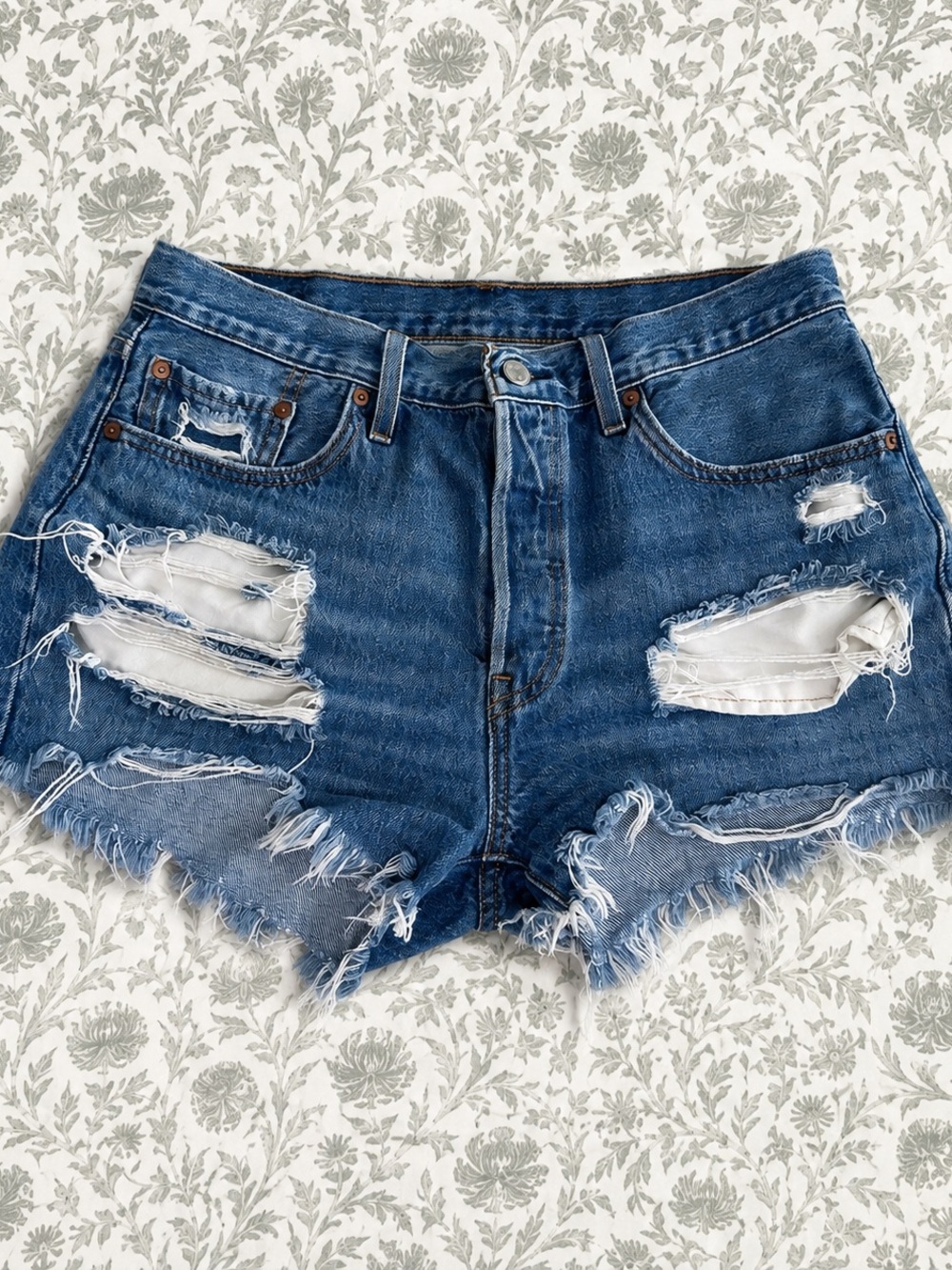 Levi's Distressed Cutoff Denim Shorts — Blue